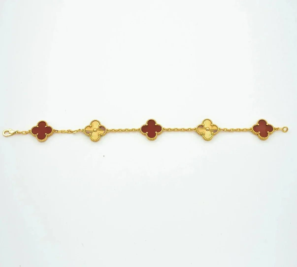 [Vicky] CLOVER 5 MOTIF RED CORNELIAN BRACELET COLLECTION