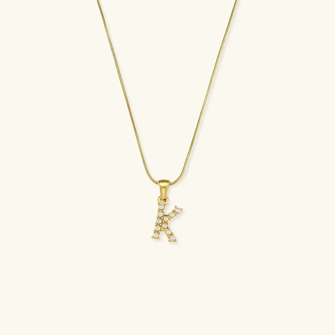 [Royal Vicky]Augustine Initial Letter Pearl Necklace