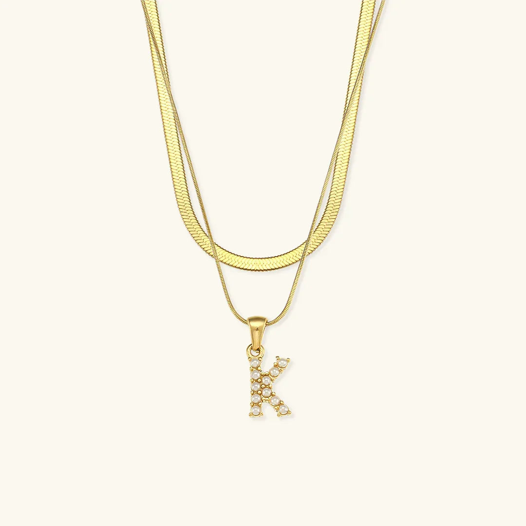 [Royal Vicky]Fiona Layered Gold Initial Letter Necklace