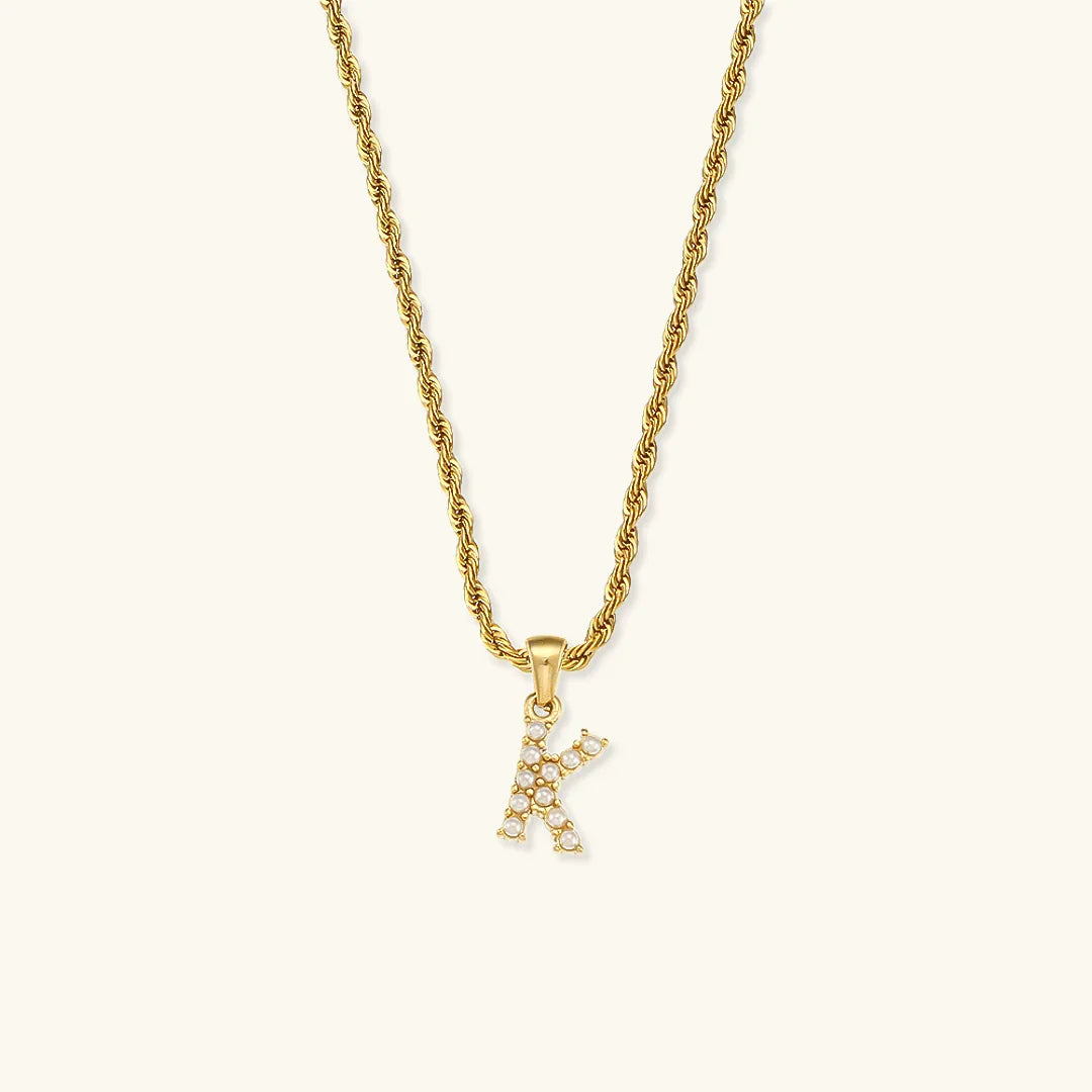 [Royal Vicky]Elodie Initial Letter Pearl Necklace