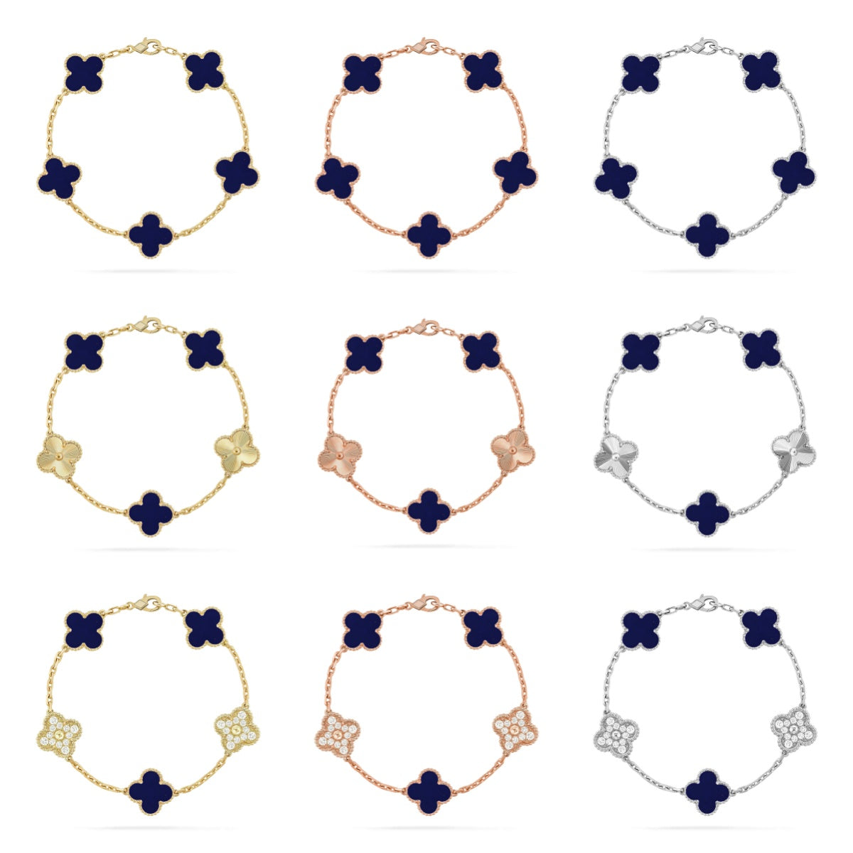 [Vicky]CLOVER 5 MOTIF LAPIS LAZULI BRACELET COLLECTION