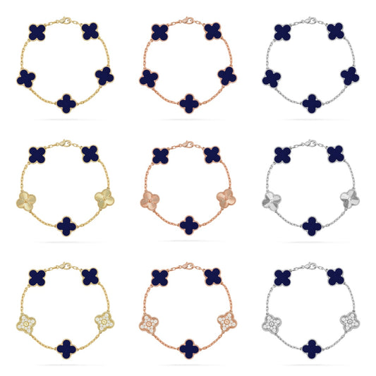 [Vicky]CLOVER 5 MOTIF LAPIS LAZULI BRACELET COLLECTION
