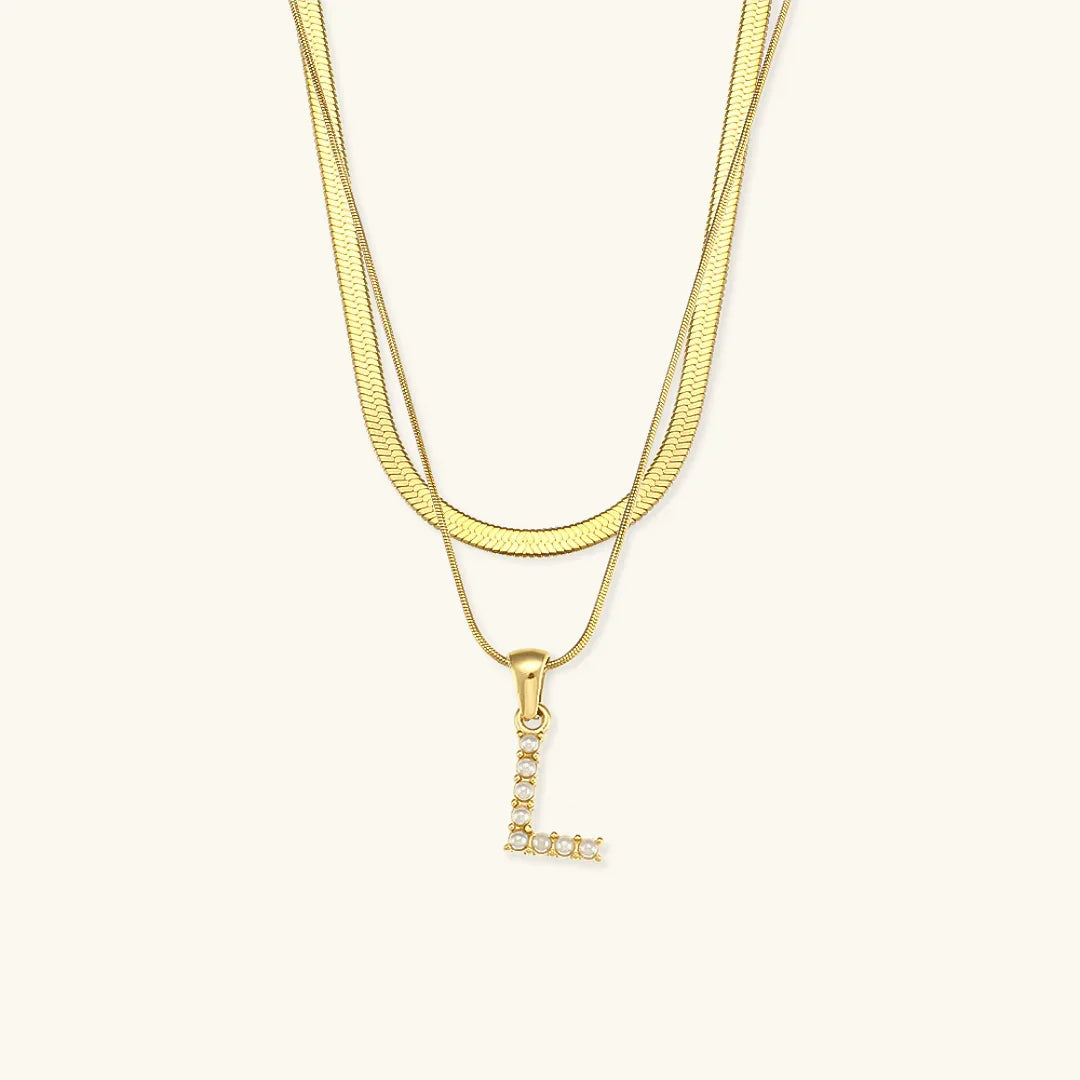 [Royal Vicky]Fiona Layered Gold Initial Letter Necklace