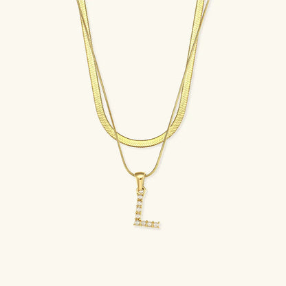 [Royal Vicky]Fiona Layered Gold Initial Letter Necklace