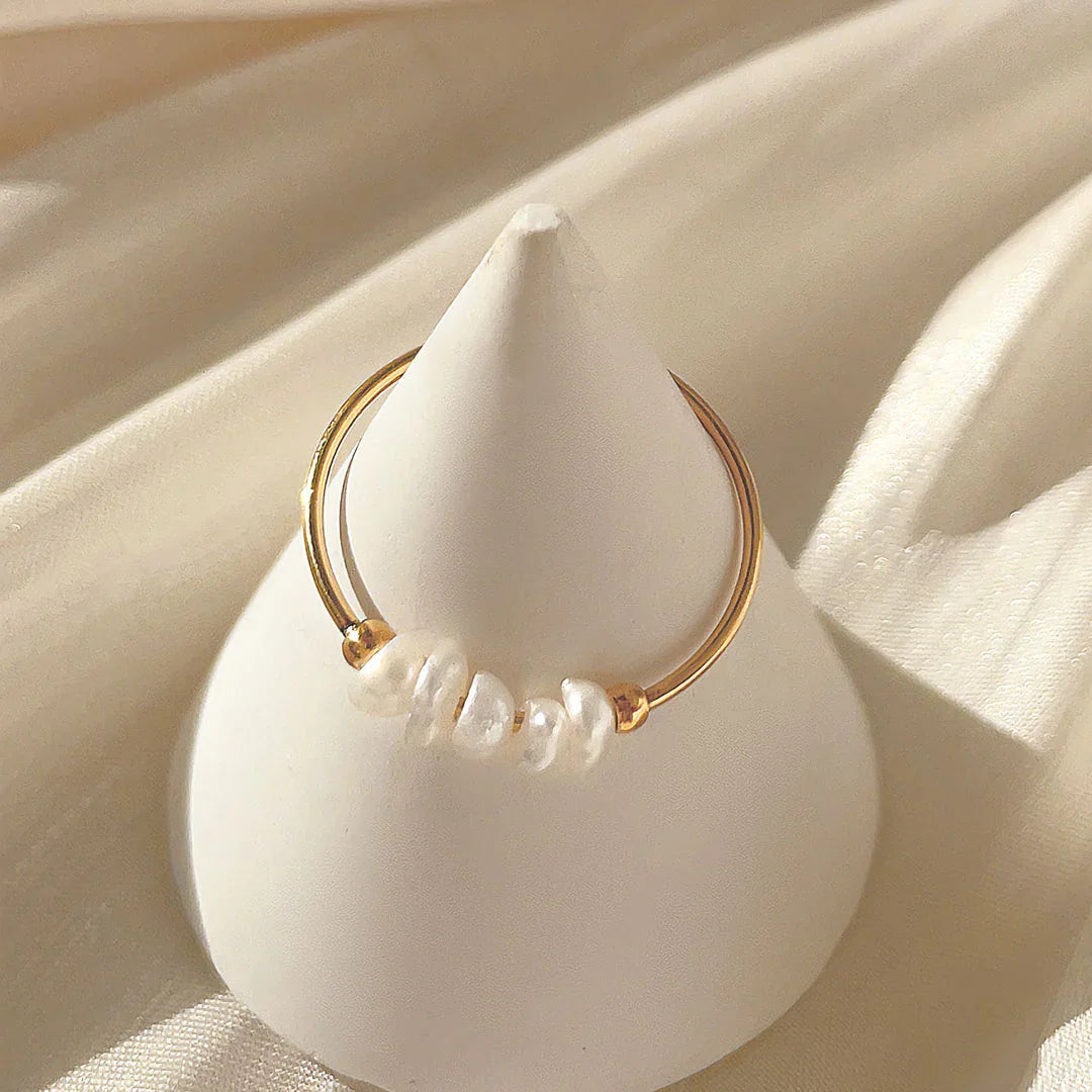 [Royal&Vicky]Magnolien-Süßwasserperlen-Goldring