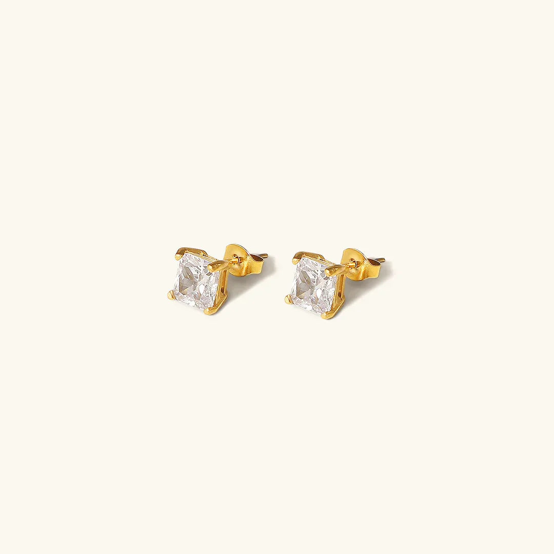 [Royal Vicky]March Solitaire Gold Earrings