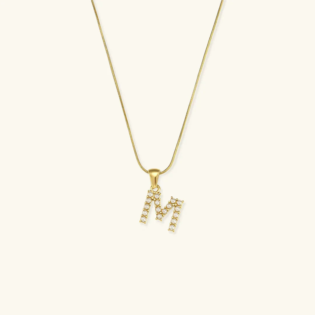[Royal Vicky]Augustine Initial Letter Pearl Necklace