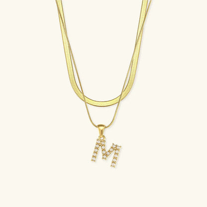 [Royal Vicky]Fiona Layered Gold Initial Letter Necklace