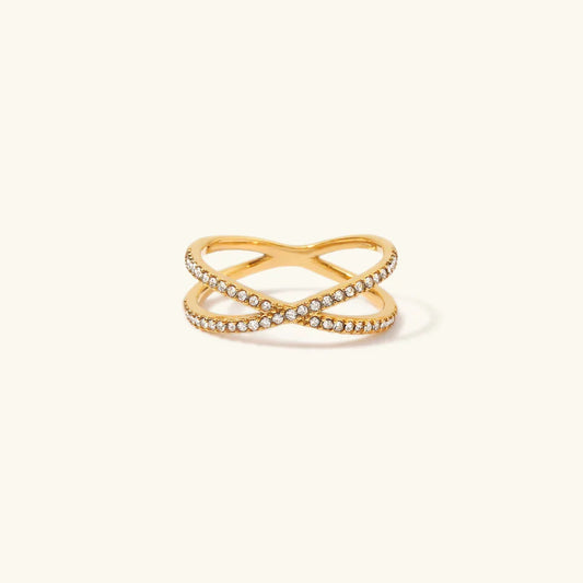 [Royal Vicky]Nia Gold Diamond Cross Ring