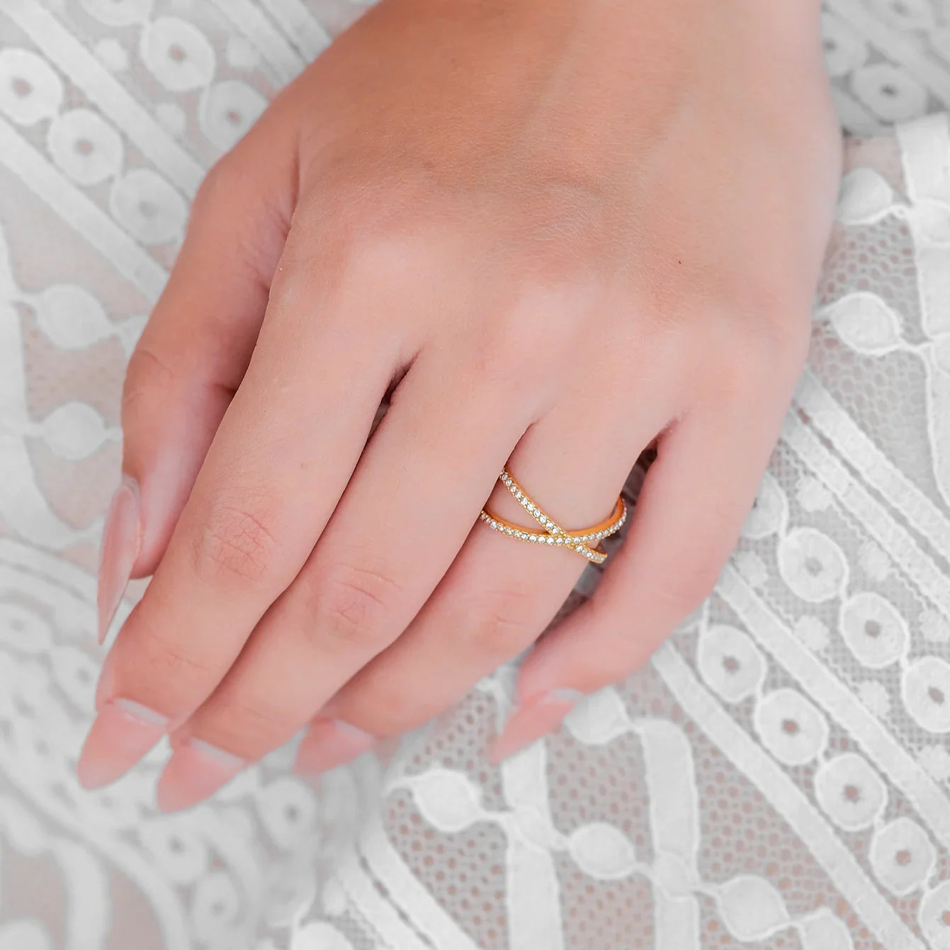 [Royal Vicky]Nia Gold Diamond Cross Ring