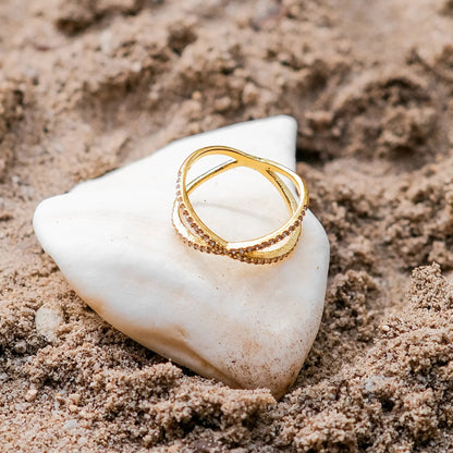 [Royal Vicky]Nia Gold Diamond Cross Ring