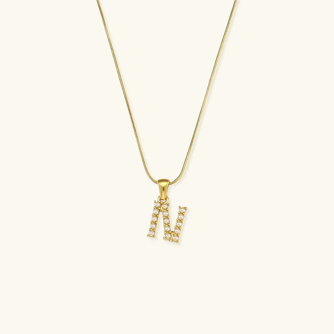 [Royal Vicky]Augustine Initial Letter Pearl Necklace