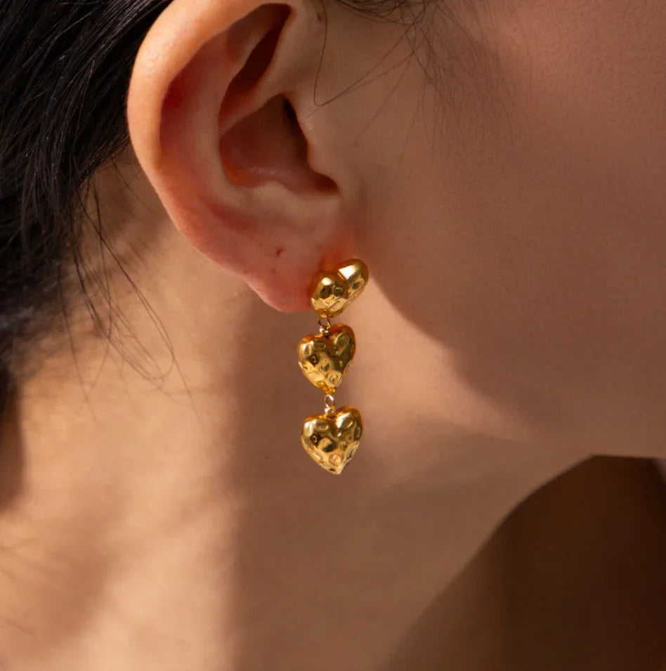 [Royal Vicky]Heather Heart Gold Earrings