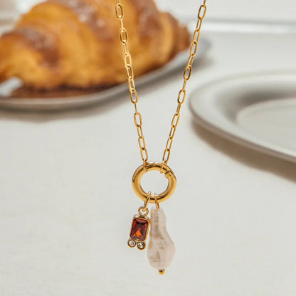 [Royal Vicky]Caitlin Birthstone Pearl Necklace