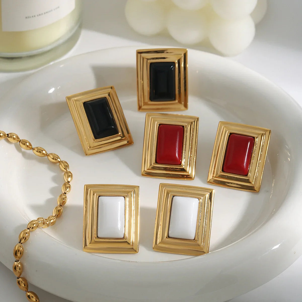 [Royal Vicky]Sybil Gold Enamel Earrings