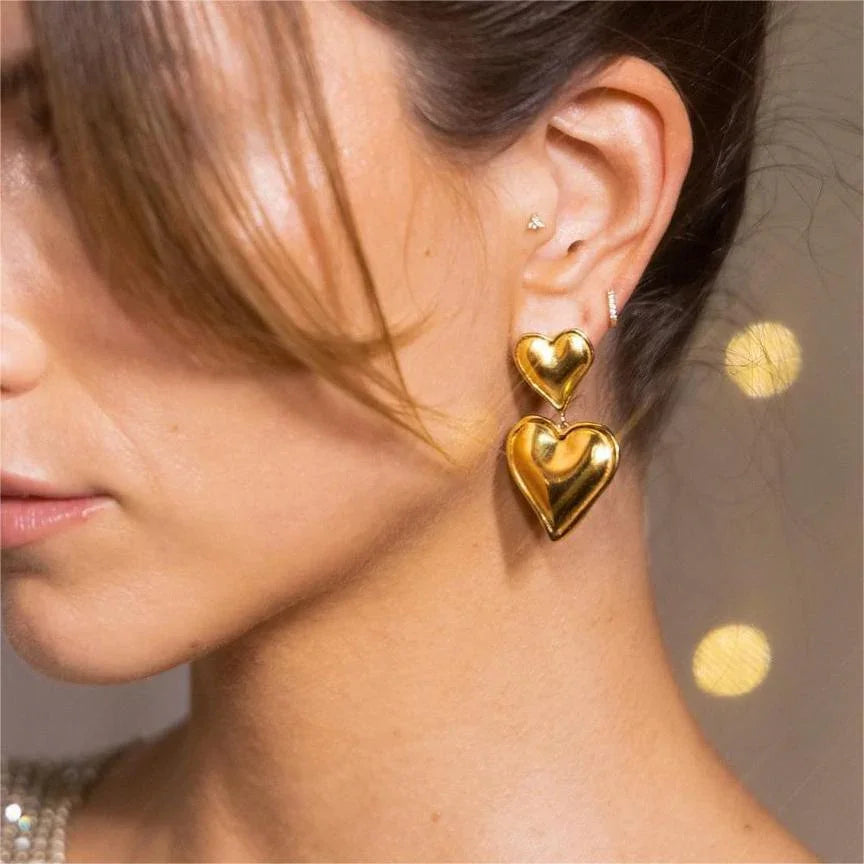 [Royal&Vicky]Zofia Gold Heart Earrings
