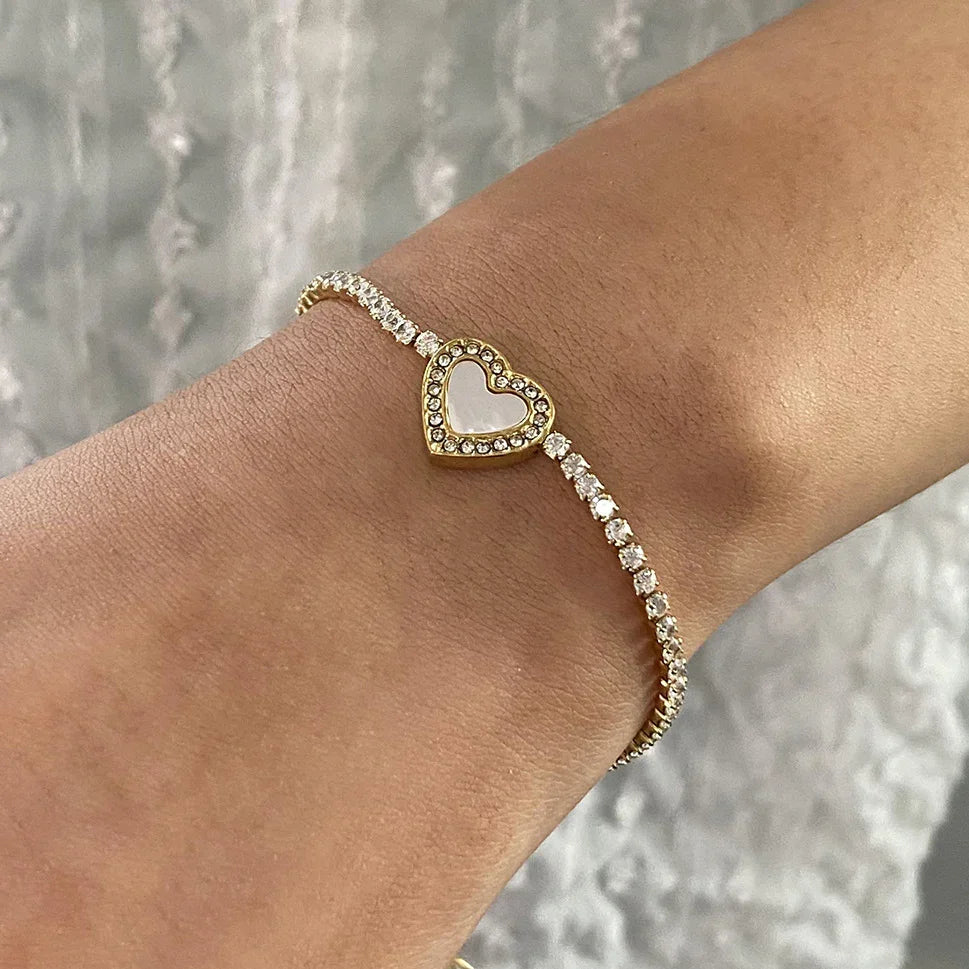 [Royal&Vicky]Cameron Diamant-Tennisarmband mit Herzschliff