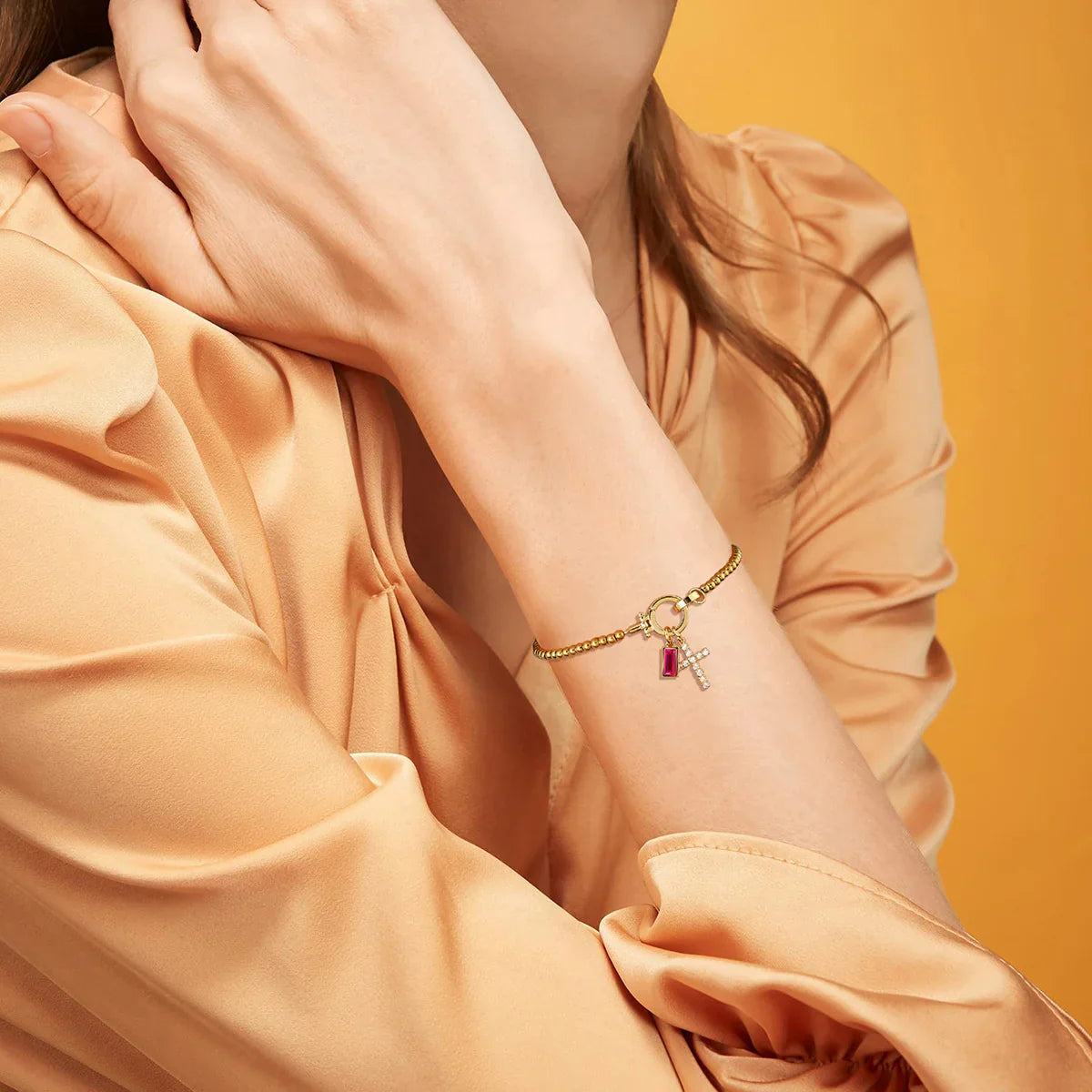 [Royal&Vicky]Amalia Birthstone Cross Bracelet