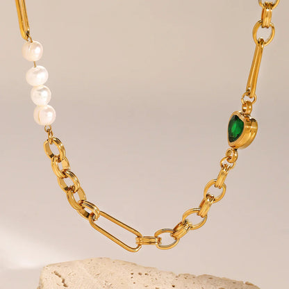 [Royal Vicky]Maddison Pearl Chain Gold Necklace