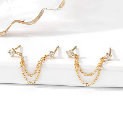 [Royal Vicky]Kendall Diamond Chain Stud