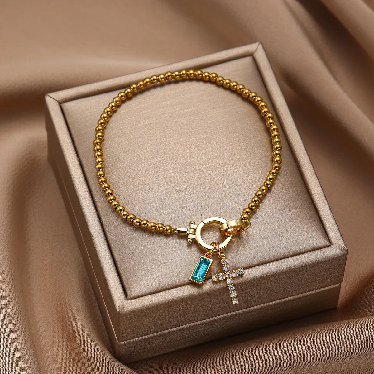 [Royal Vicky]Amalia Birthstone Cross Bracelet