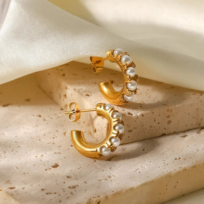 [Royal Vicky]Irene Pearl Hoop Earrings