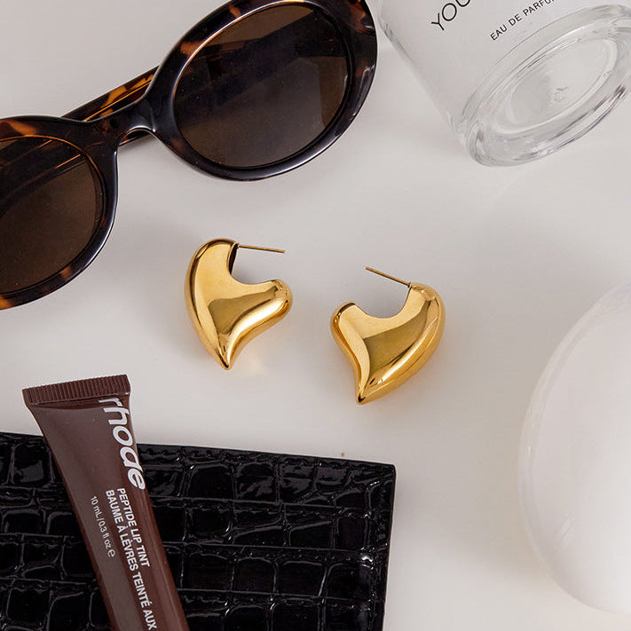 [Royal Vicky]Aimee Chunky Heart Gold Earrings