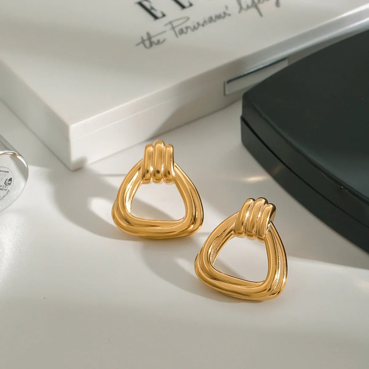 [Royal&Vicky]Doris Knoten-Charm Goldohrringe
