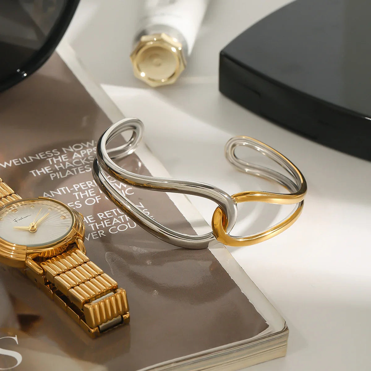 [Royal Vicky]Noria Two Tone Gold Bangle