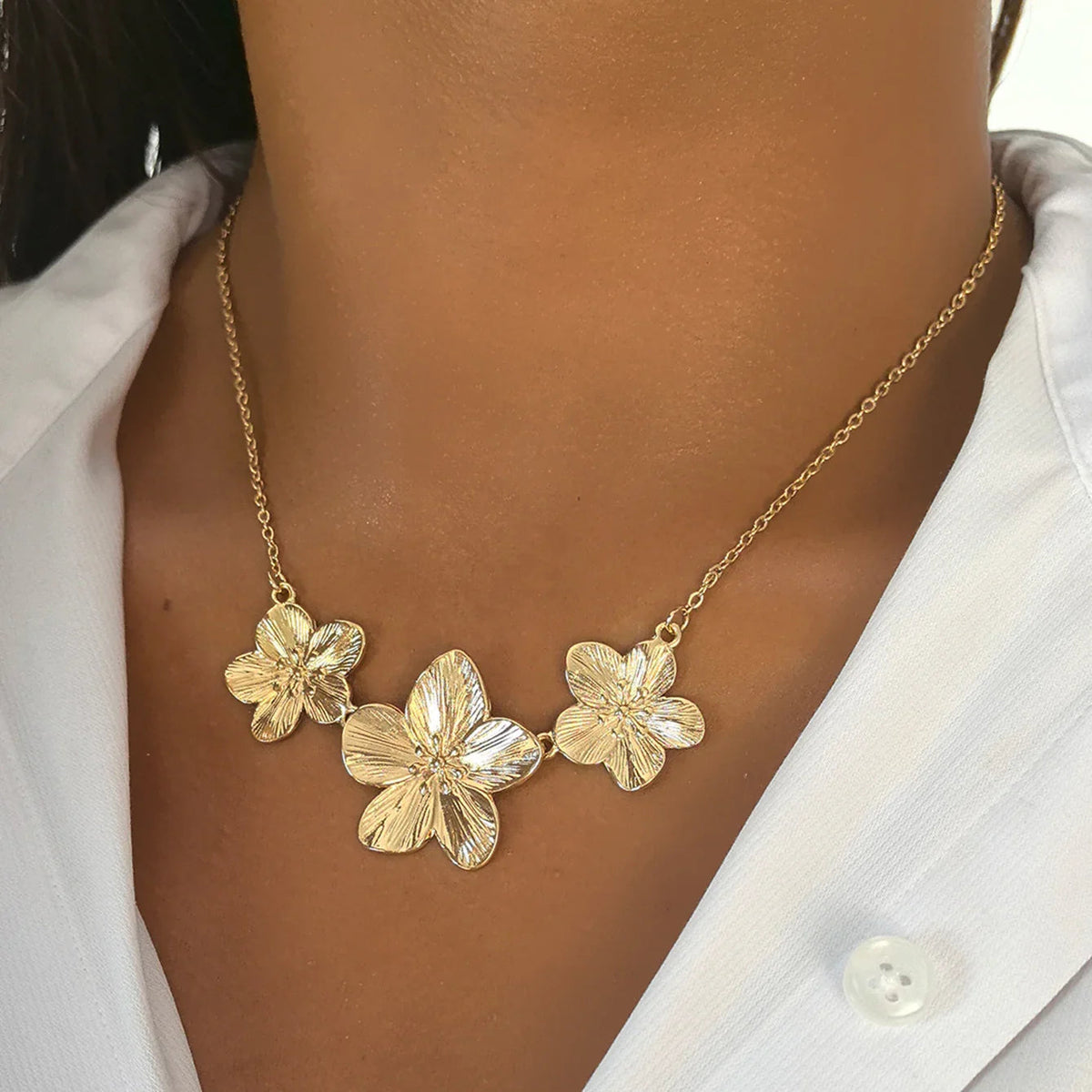 [Royal&Vicky]Millie Gold-Blumen-Halskette
