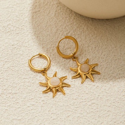 [Royal Vicky]Helia Sun-shaped Moonstone Earrings