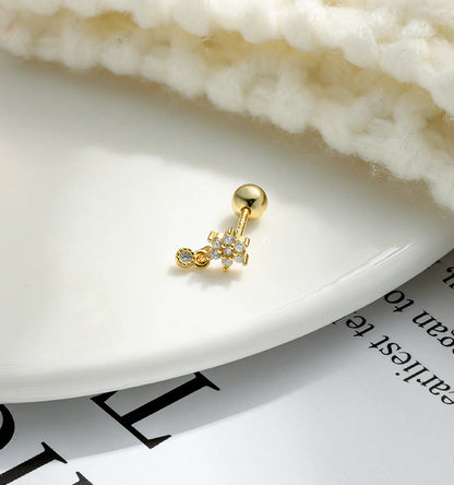 [Royal Vicky]Roxanne Round Back Diamond Stud