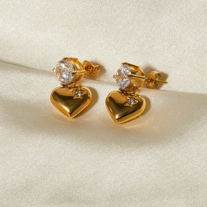 [Royal Vicky]Emmeline Heart Gold Earrings