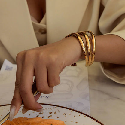 [Royal Vicky]Meredith Triple Layer Gold Bangle