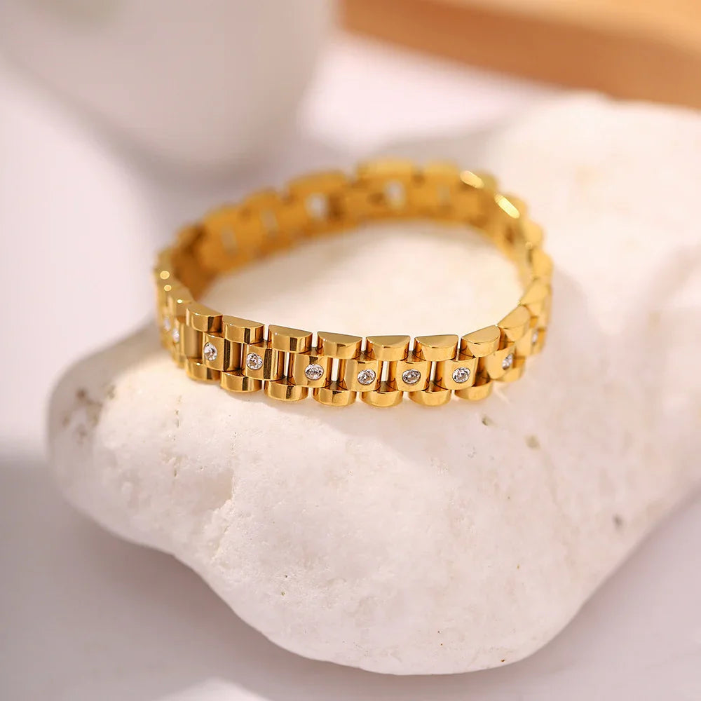 [Royal Vicky]Gold Watchband Bracelet