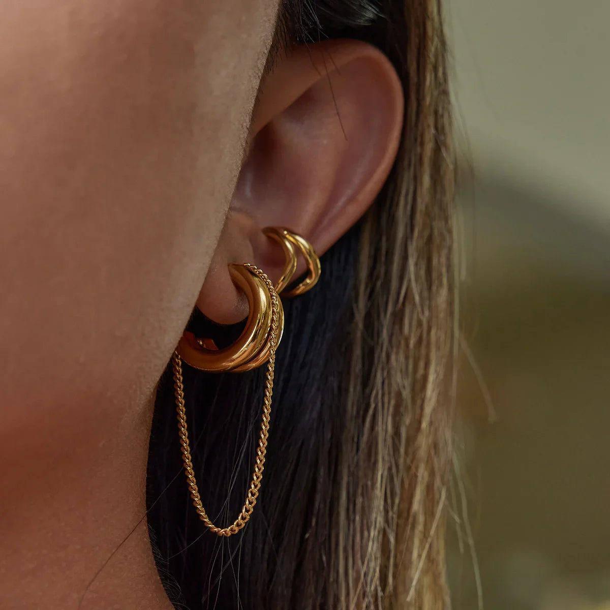 [Royal Vicky]Galilea Link Chain Hoops