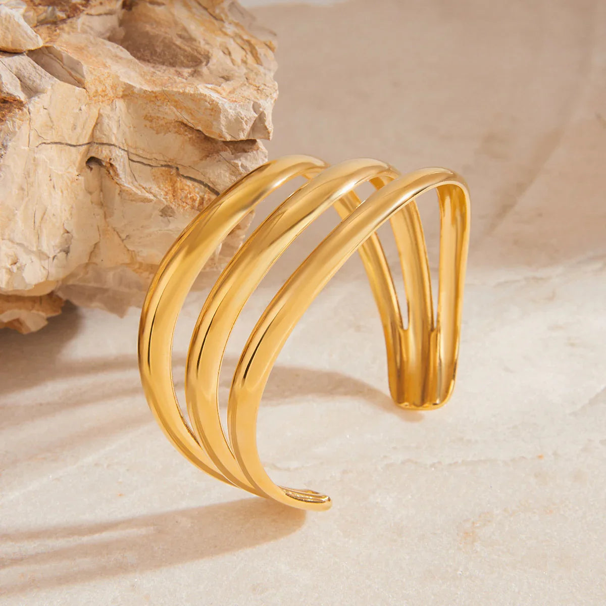 [Royal Vicky]Meredith Triple Layer Gold Bangle
