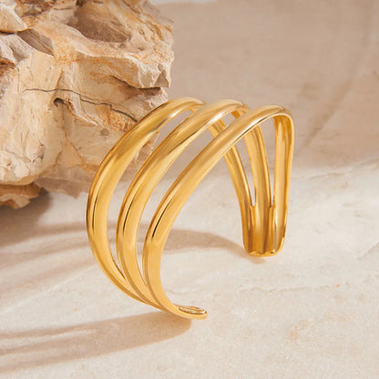 [Royal Vicky]Meredith Triple Layer Gold Bangle