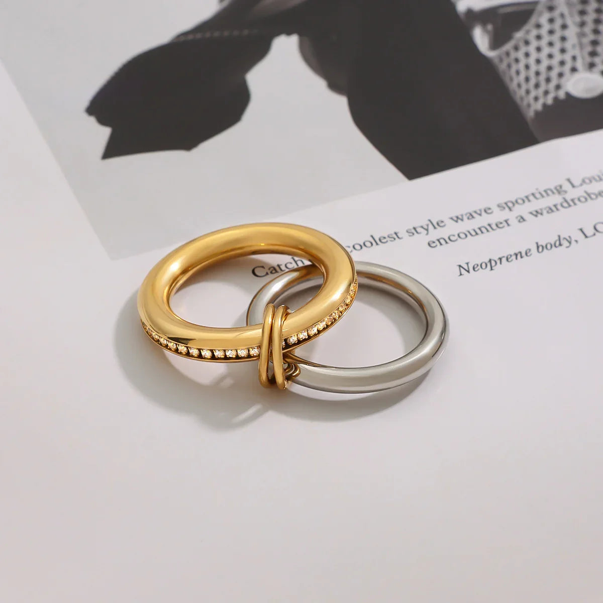 [Royal Vicky]Claire Two Tone Ring Stack