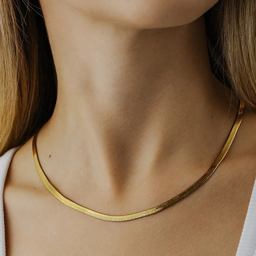 [Royal Vicky]Elysian Gold Herringbone Necklace