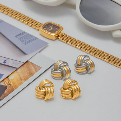 [Royal Vicky]Avielle Chunky Gold Knot Earrings