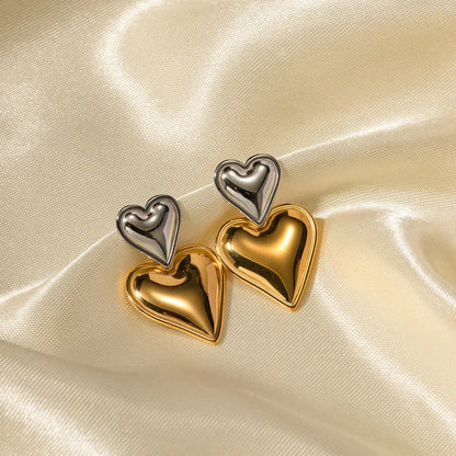 [Royal Vicky]Zofia Two Tone Heart Earrings