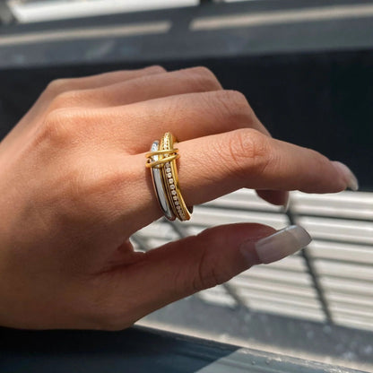 [Royal Vicky]Claire Two Tone Ring Stack