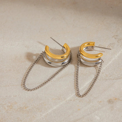 [Royal Vicky]Galilea Link Chain Hoops