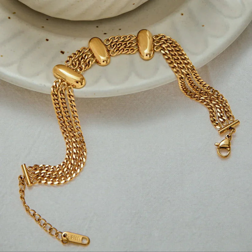 [Royal Vicky]Kathleen Layered Chain Gold Bracelet