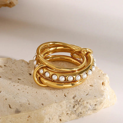 [Royal Vicky]Mikayla Stacked Freshwater Pearl Ring
