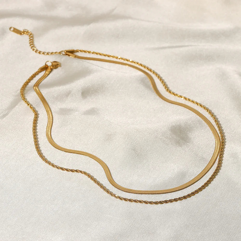 [Royal Vicky]Hailey Layered Gold Chain Necklace