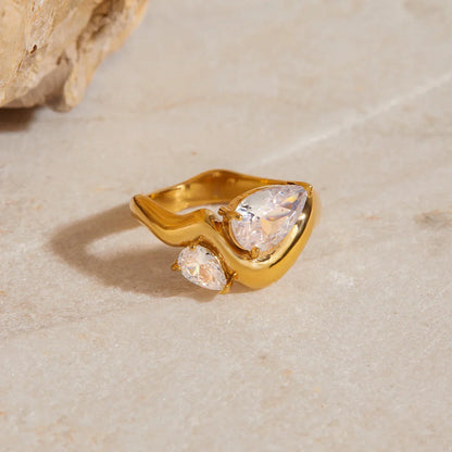 [Royal Vicky]Soletta Diamond Teardrop Gold Ring