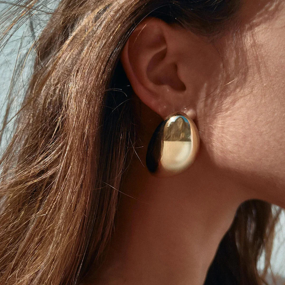 [Royal Vicky]Carrie Chunky Bean Gold Earrings