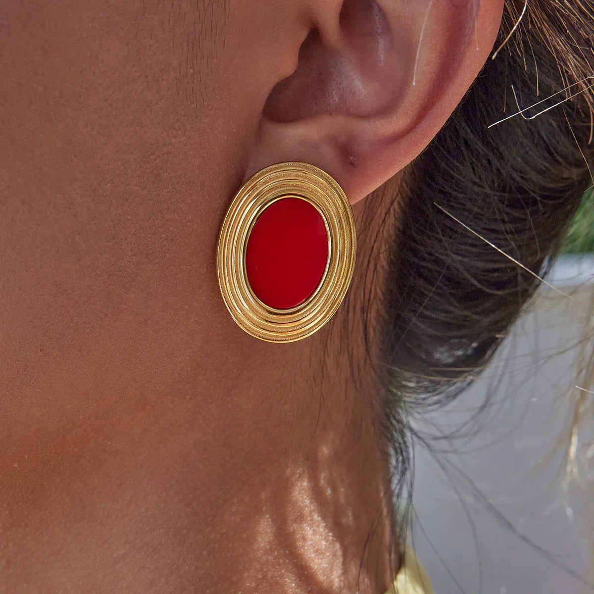 [Royal&Vicky]Ruthie Gold-Emaille-Ohrringe